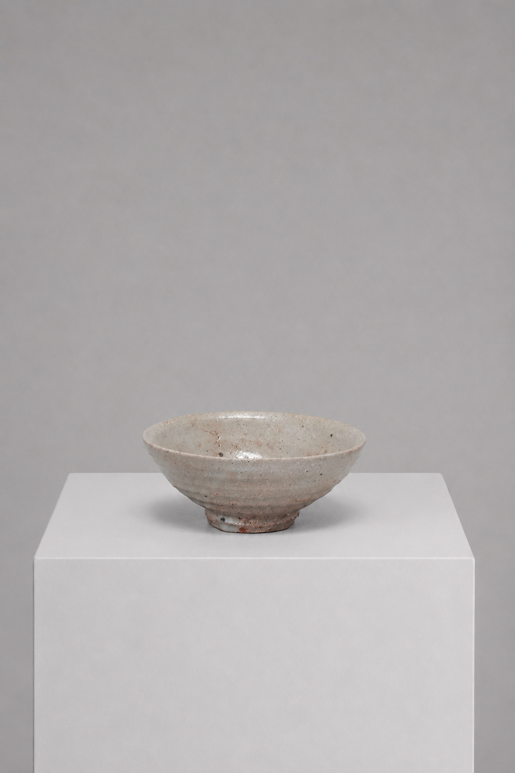 Karehagi Chawan by Yasumoto Kajihara — front profile, eye level