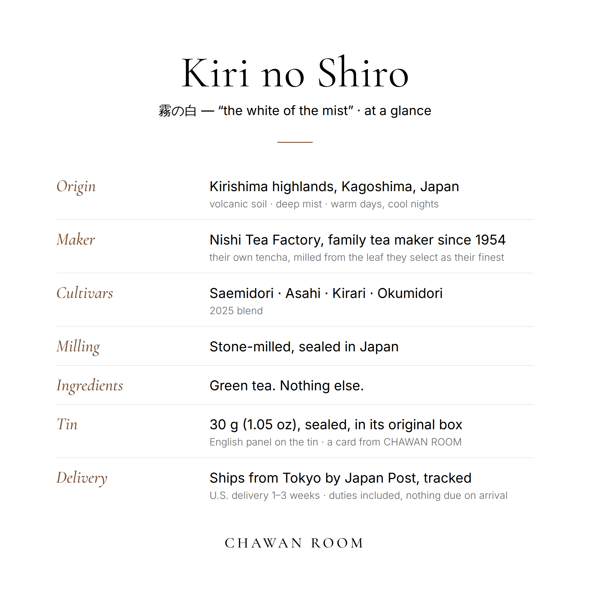 Kiri no Shiro at a glance